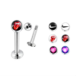 Surgical Steel Labret with 4mm Logo Ball