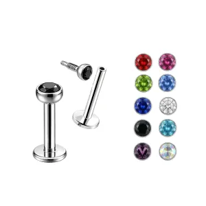 Surgical Steel Madonna labret with 2 mm Internal Thread Jeweled Top