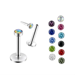 Surgical Steel Madonna Labret with 2mm Push Fit Jeweled Top