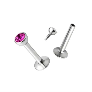 Surgical Steel Madonna Labret with 3mm Internal Thread Jeweled Top