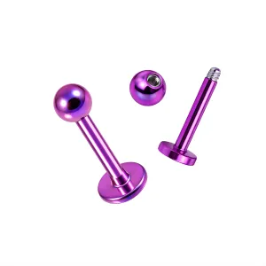 Purple Anodized Labret Piercing with Top Ball