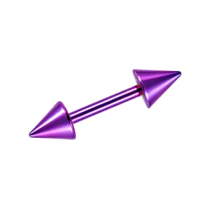 Purple Anodized Straight Barbell with Cones