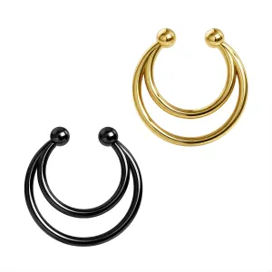 Surgical Steel Twin Circulars Fake Septum Piercing