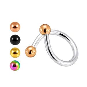 SS Twisted Barbell with Anodized Ball 