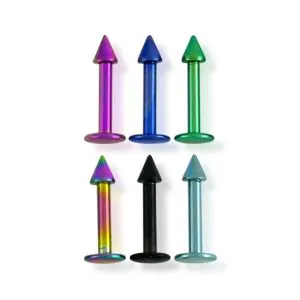 G23 Grade Anodised Titanium Labrets with cone