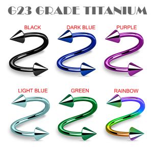 G23 Grade Anodised Titanium Twister Barbell with Cone