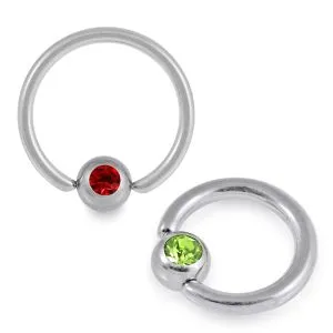 G23 Grade Titanium Jeweled BCR  ring