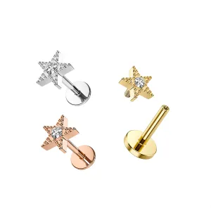 Tiny Jeweled Star Surgical Steel Helix Tragus Piercing Ear Stud