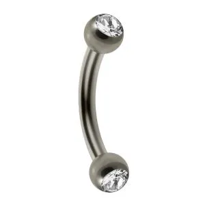 14G G23 Titanium Curved Barbell Eyebrow Ring  with Cubic Zirconia Ball