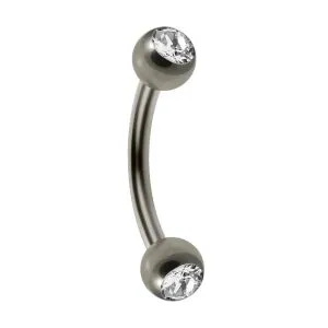 16G G23 Titanium Curved Barbell Eyebrow Ring  with Cubic Zirconia Ball