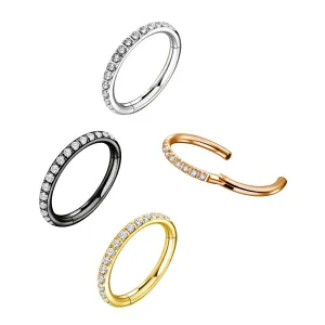 Titanium G23 Micro CZ Hinged Clicker Ring