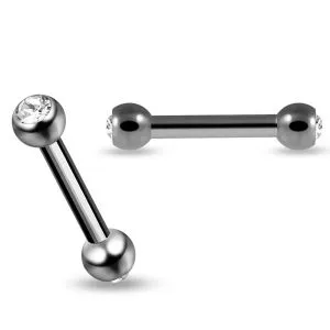 14G G23 Titanium Straight Barbell with CZ Ball