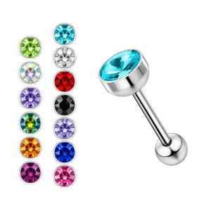 Tongue Barbell with Jeweled Half Ball