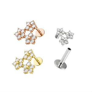 Tri Flower Cartilage Helix Tragus Piercing Ear Stud