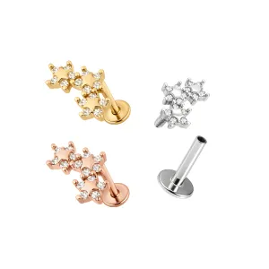 Tri Star Flower Cartilage Helix Tragus Piercing Ear Stud