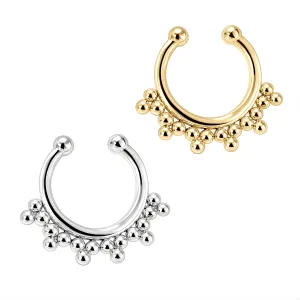 925 Sterling Silver Tribal Dots Fake Septum Piercing