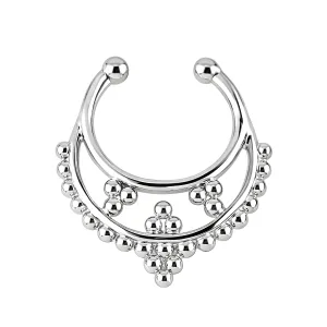Tribal Dots Paved Non Piercing Fake Clip on Septum Ring
