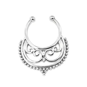 Tribal Pattern Non Piercing Fake Clip on Septum Ring