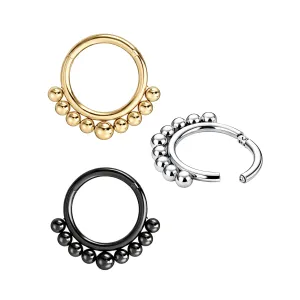 Tribal Paved Balls Hinged Segment Clicker Ring