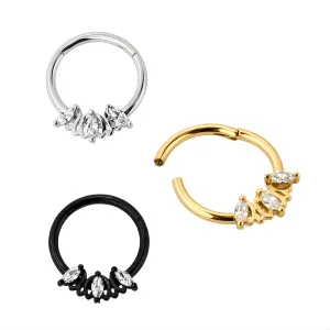 Triple Marquise CZ Stone Segment Clicker Ring
