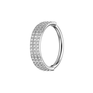 Triple Rows Crystal Surgical Steel Seamless Hinged Clicker Segment Ring