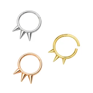 Triple Spikes Surgical Steel Hinged Septum Clicker Ring