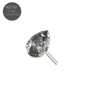 G23 Grade Titanium  Tear Shape CZ Threadless Pin Top