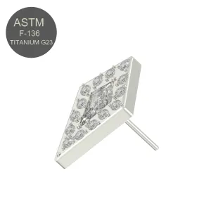 G23 Grade Titanium Micro Setting CZ Jeweled Kite Design Threadless Pin Top