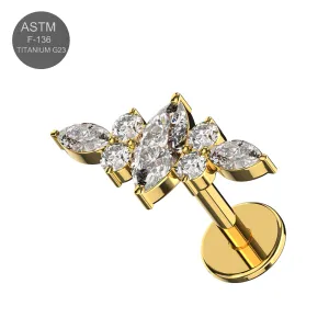 G23 Grade Titanium Clear CZ Jeweled Flying Design Tragus Top Push Fit with Flat Back Labret