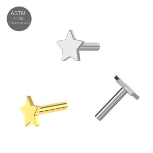 Implant Grade Titanium Threadless Star Labret bar