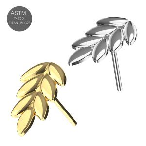 G23 Grade Titanium Wheat Sheaf Design Threadless  Pin Top