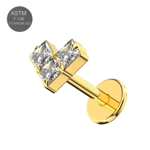 G23 Grade Titanium Crystal Heart Tragus Top Push Fit with Flat Back Labret