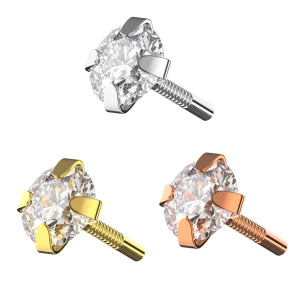 Clear CZ Jeweled 925 Sterling Silver Internally Threaded  Tragus Fit Accessories