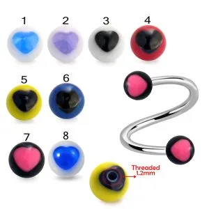 SS Eyebrow Twisted Barbell with UV Star Balls