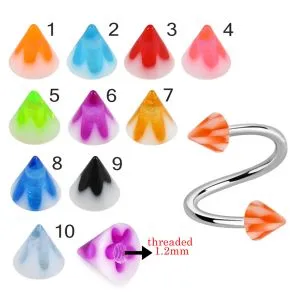 316L Surgical Steel Eyebrow Twisted Barbell With Flower on White UV Cones