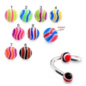 316L Surgical Steel Eyebrow Twisted Barbell With Multi Layer UV Balls