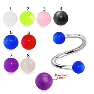 316L Surgical Steel Eyebrow Twisted Barbell With Pearl UV Balls