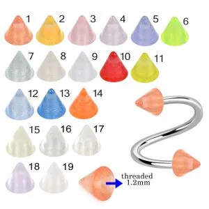 316L Surgical Steel Eyebrow Twisted Barbell With Faded Color UV Cones