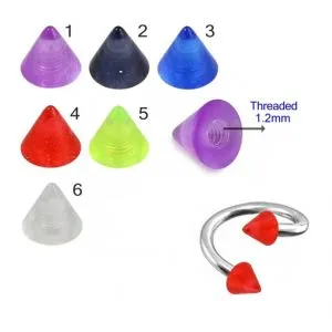 Twisted Barbell SS with UV Fancy Colorful Transparent Cone