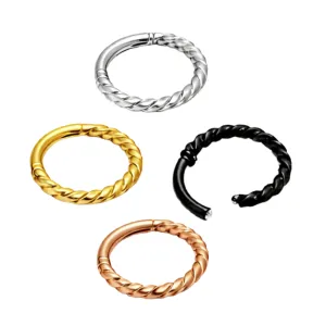 316L Surgical Steel Twisted Rope Hinged Clicker