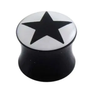 Double Flared Black Star Logo Ear Plug
