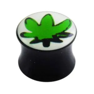 Double Flared Marijuna Logo Ear Plug