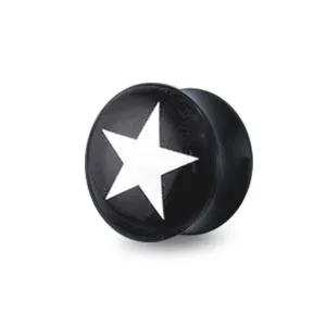 Double Flared White Star Logo Ear Plug