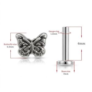 Internally Threaded Butterfly Labret body piercing Jewelry
