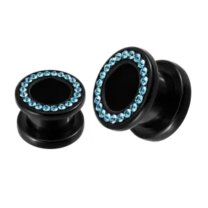 UV Aqua Multi Stones Ear Flesh Tunnel in Glue Stting