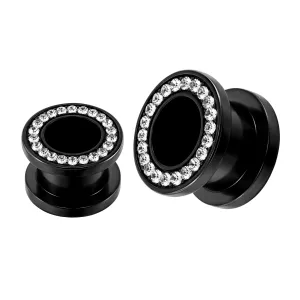 UV Multi clean Stones Ear Flesh Tunnel in Glue Setting