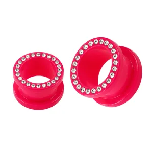 UV Multi Jeweled Pink Ear Flesh Tunnel