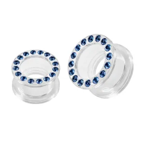 UV Transparent Multi High Quality CZ Ear Flesh Tunnel