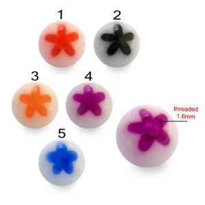 UV Marble Colorful Flower Balls Body Piercing Jewelry