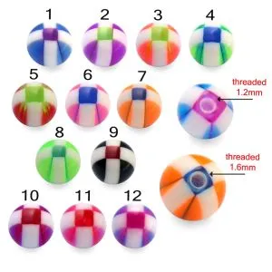 UV Fancy Mix Hand Printed Piercing Balls